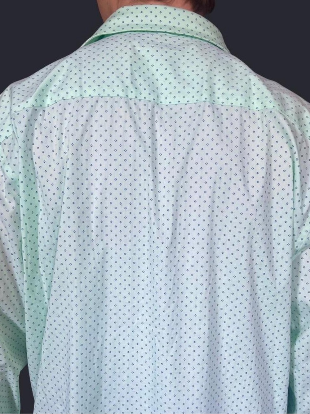 Alfani: Men’s Mint Green Printed Button-Up Shirt - Picture 3 of 4